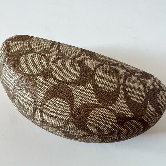 Coach Sunglasses Case Brown Monogram Large Hard Case Faux Leather - Picture 5 of 7